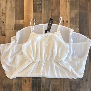 Cream High Low Dress with Lace Top